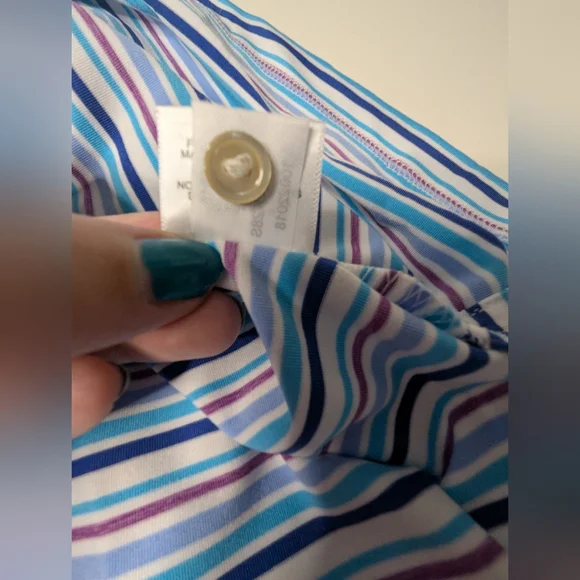 Peter Millar XL 'Summer Comfort' Polo Short Sleeve Blue Stripe - Some Pilling - Picture 11 of 16